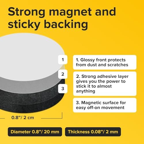 Sticky Flexible Adhesive Magnets for Crafts, 0.8"x0.08" (20x2mm), 120 pcs