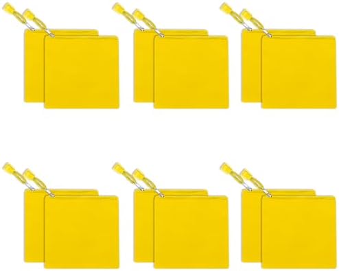 12 Pack DIY Craft Cotton Canvas Bag, Multi-Purpose Cosmetic Bag Makeup Pouches with Zipper Travel Toiletry Bag (XS, Yellow)