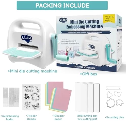 Portable Mini Die Cutting Machine,3 inch Opening,Manual Foldable Die Cut and Embossing Machine Including Accessories for Children,Starters Scrapbooking,Cardmaking,Paper Craft