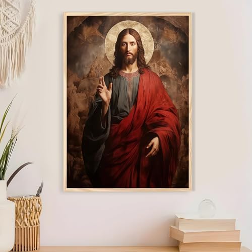 Jesus Paint by Numbers Kit for Adults Framed Canvas 12X16 in, Frameworkless