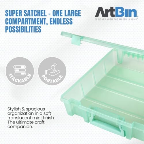 ArtBin 6955RJ Super Satchel 1-Compartment Box, Art & Craft Organizer, 1-Pack, Translucent Mint