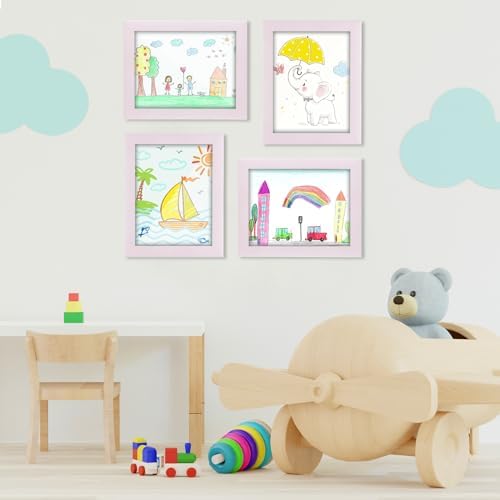 [2-Pack] Kids Art Frames, 8.5x11 Front Opening Kids Artwork Frames Changeable, Pale Pink Artwork Display Storage Frame for Wall, Holds 50 Pcs, for 3D Picture, Crafts, Children Drawing, Hanging Art,