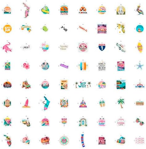 100Pcs Florida Stickers and Decals for Luggage, Waterproof - Florida State Party Supplies & Decorations, Gifts - FL State Stickers for Water Bottle - Gift for Women & Men