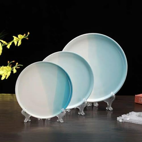 LonlyEagle 6 Pack 8 Inch Clear Plastic Easels or Stand/Plate Holders to Display Pictures or Other Items at Weddings, Plate Stands for Home Decoration, Birthdays, Tables