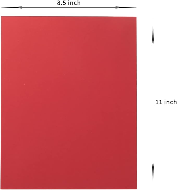 20 Sheets Blank Red Thick Paper Cardstock, 8.5 x 11 inches
