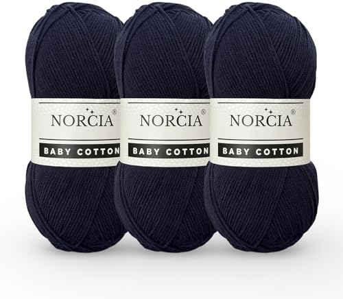 Baby Cotton, 55% Cotton 45% Acrylic Yarn, Fine/Sport (2) for Crochet and Knitting, Soft Amigurumi Yarn, 100 gr (361 yds)