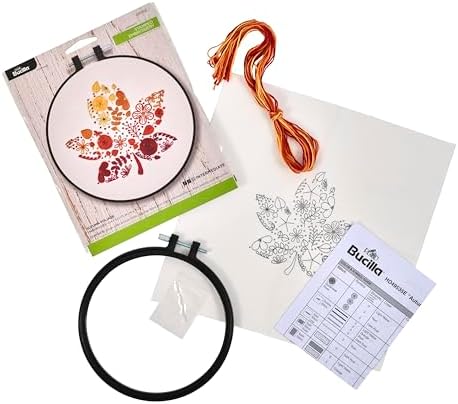 Bucilla, Stamped Embroidery Kit, Autumn Foliage, Includes 6" Hoop, Floss, Needle, and Instructions