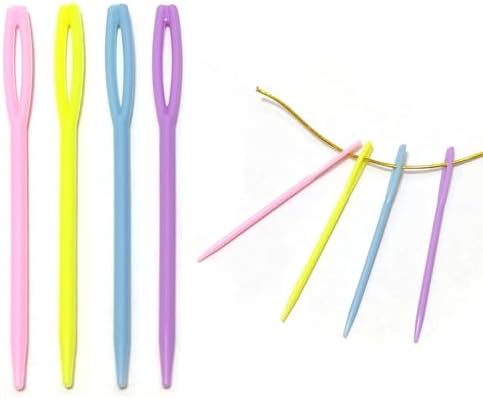 52Pcs 2.7 "Large Eye Plastic Sewing Needles,Learning Needles,Yarn Needles Darning Needle Tapestry Needles,Safety Plastic Lacing Needles for DIY Sewing Handmade Crafts,4 Colors
