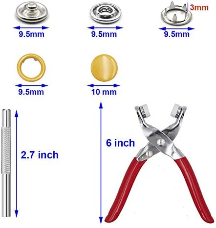 EuTengHao 804Pcs Snap Fasteners Tool Kit Hollow and Solid Metal Prong Snaps Buttons with Setting Tool for Clothing Crafting Sewing,Leather Snaps Buttons for Jeans Wears Bags(200 Sets,10 Colors,9,5mm)