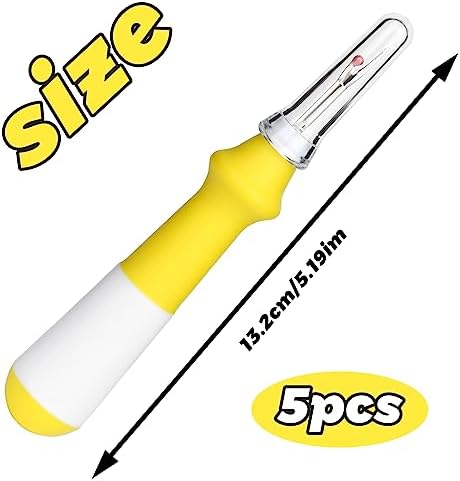 ZMAAGG Seam Ripper, Yellow Ergonomic Grip Handle, 5 PCS Stitch Remover Tool