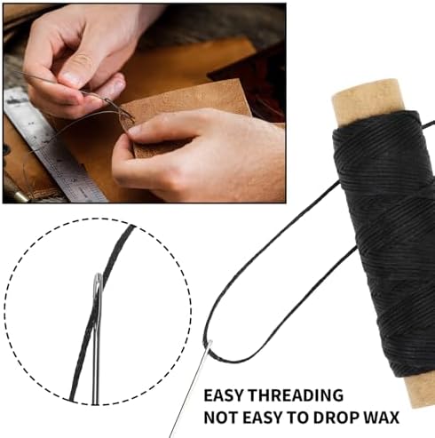 8 Black Waxed Leather Thread 1mm 150D Sewing Cord Pack for Crafting