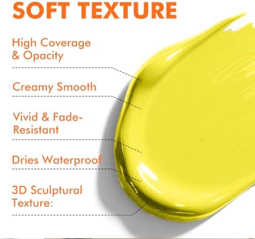 GOTIDEAL Yellow Acrylic Paint, Lemon Yellow Paint (250ml / 8.45oz) Tube