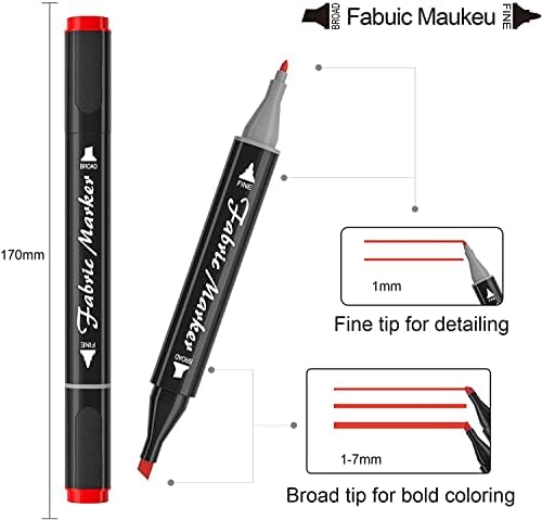 Shuttle Art Fabric Markers, 40 Colors Dual Tip Fabric Marker Pens Permanent No Bleed Pens for T-Shirts Sneakers, Non-Toxic & Child Safe Permanent Shirt Pens for Adult Painting Writing