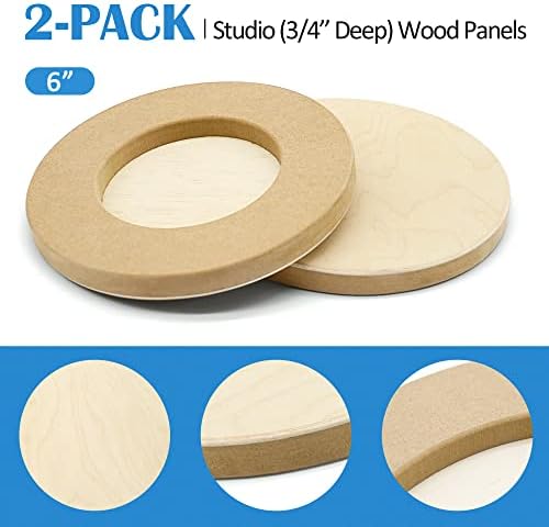 Falling in Art 2 Pack 6'' Unfinished Round Birch Wood Panels for Painting