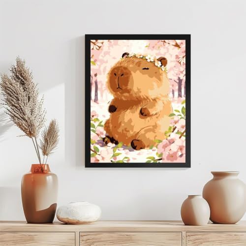 Paint by Numbers Kit for Adults-Capybaras, DIY Canvas Oil Painting 10x12In