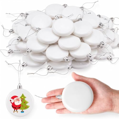 Zubebe 36 Pcs 2.36 Inch Christmas Blank White Ball Ornaments