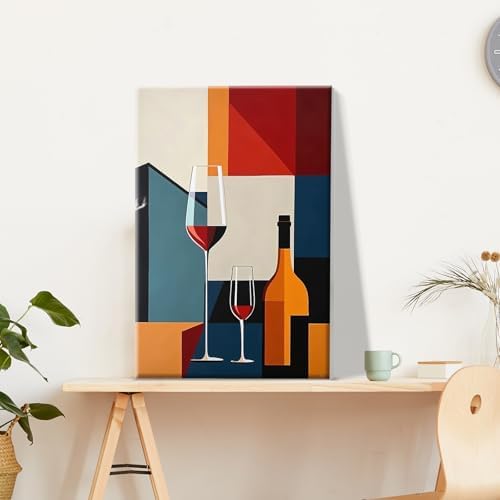 JOOZ Paint by Numbers Kit for Adults with Frame Wine Glass, 8x12 Inch