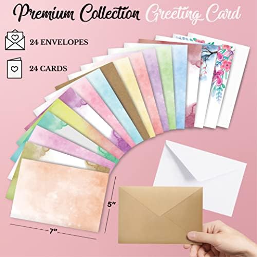 Card Making Kits For Adults And Kids- 24 Blank Greeting Cards And Envelopes With Supplies And Stamp Set- Giftable DIY Greeting Card Set- Happy Birthday Holiday Baby Shower Congratulations Thank You