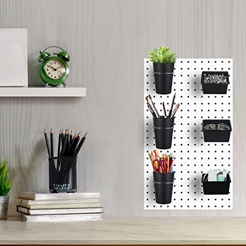 Kuhome 6 Sets Pegboard Bins with Hooks - Pegboard Organizer for Accessories, Tools, Storage - Office, Workshop, Garage - Black