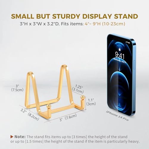 Plate Holder Easel Display Stand - 3 inch Metal Plate Stands for Display - Tabletop Picture Stand - Gold Iron Easels for Display Pictures | Photo Frames | Book | Decorative Plates | Plaque - 4 Pack