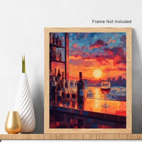 Natuyalo Paint by Numbers for Adults Beginner, Bar Sunset Paint by Number Kits on Canvas Without Framed, Cityscapes Paint by Easy Acrylic Painting by Number Kits Home Wall Decor 16x20 inch