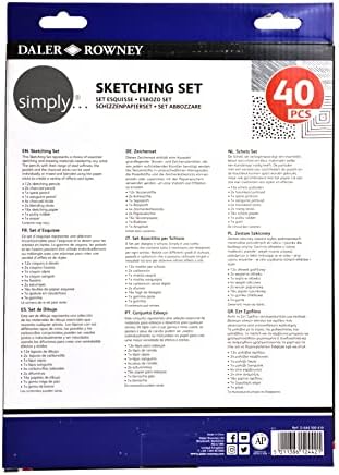 Daler Rowney Simply Sketching Pencils Technique Set, 40 Sketching Products, Ideal for Entry-Level Artists & Hobbyists