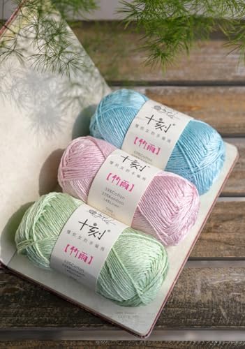 Cotton, Bamboo,Linen Blended Yarn 2 Skeins 50g/1.76oz- 22 Aqua