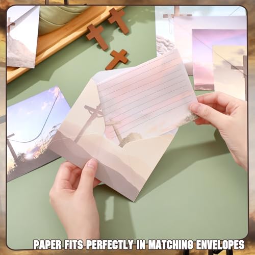 TaoBary 160 Pcs Religious Letter with Cross Stationery Paper and Envelopes