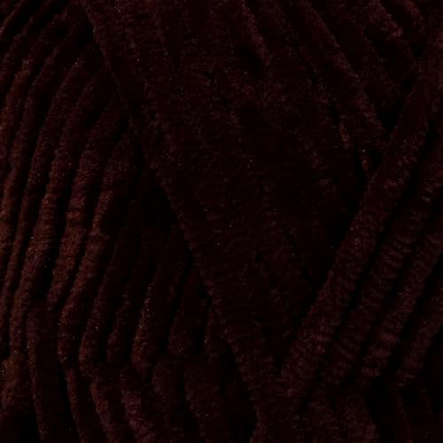 Velvet Lux Chenille Yarn for Crocheting and Knitting, 2 Pack Bulk Chunky Yarn, Super Soft Velvet Yarn for Amigurumi, Baby Blankets & Home Decor — 100g/120yds per Skein (Dark Brown)