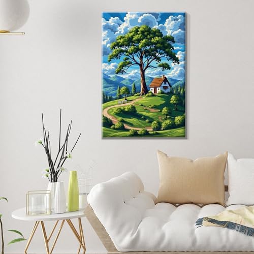 ATDMS Landscape Paint by Numbers Kit for Adults with Frame, 8x12 Inch