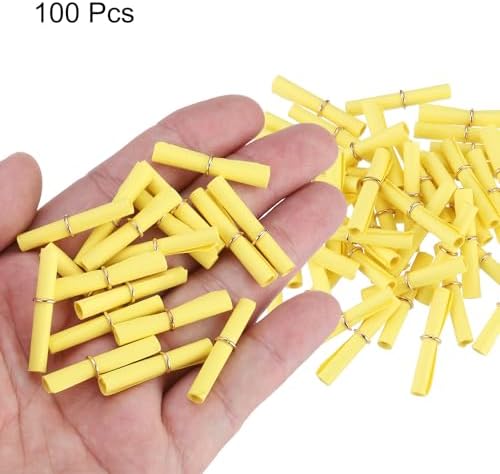 MECCANIXITY Mini Vintage Message Paper Scrolls, 100Pcs Valentine Message Paper, Lucky Wish Paper Roll for Party Birthday, Yellow