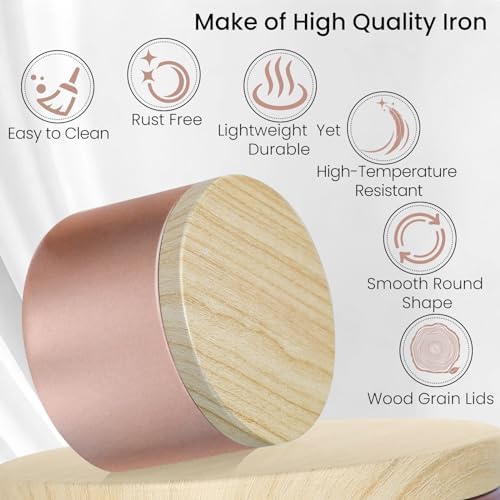 CONNOO 24 Pack - 12pcs 8oz & 12pcs 4oz Rose Gold Candle Tins with Lids