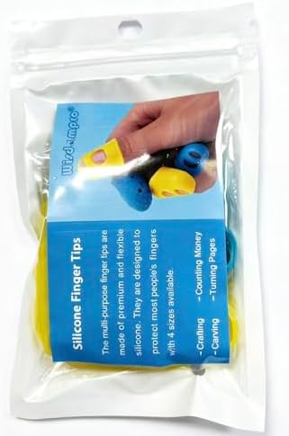 Wisdompro 16 Pcs Finger Tips, 4 Sizes Thimble Fingertip Grips -Aqua, Yellow