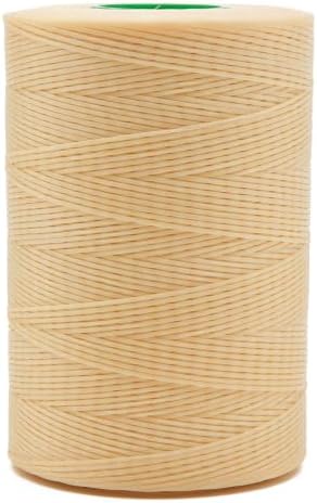 Flat Waxed Thread 0.8mm 710Yds for Leather Craft DIY Hand Sewing Projects Shoes Repair（Beige）