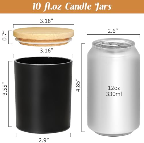 SUPMIND 10oz Black Glass Candle Jars with Lids,30pcs for Candle Making