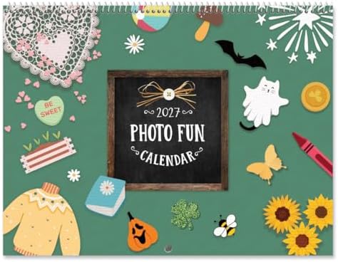 Current 2027 Photo Fun Scrapbooking Wall Calendar, 18 x 12" when opened, Bookstore-Quality, Spiral-Bound Hanging Monthly Wall Calendars for Kitchen & Office