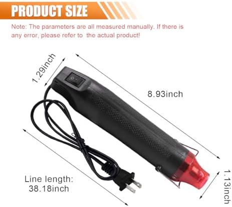 220V 300W Mini Heat Gun, Portable Electric Hot Air Gun with Stand & Power Cord, Handheld Heating Tool for Car Vinyl Wrap, Drying Paint, Epoxy Resin, DIY Embossing(Black)