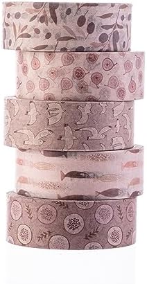 DIVERSEBEE Pastel Washi Tape Set, 5 Rolls Decorative Scrapbook Tape, Cute Craft Tape, Scrapbooking Bullet Journal Supplies, Bible Journaling, Planner Accessories, Gift Wrap Tape (Nature)