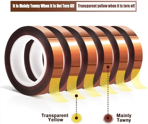 MEBMIK 6 Rolls 10mm x16m(52FT) Heat Tape High Temperature Heat Resistant Tape Heat Transfer Tape for Heat Sublimation Press Vinyl,No Residue