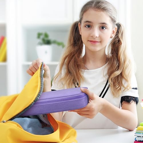 Zannaki Large Capacity Pencil Pouch Organizer | Soft Corduroy Pencil Box for Girls Boys Teens | Cute Big Pen Bag with Multiple Zipper Pockets - Pencil Case Storage for Art Supplies & Stationery-Purple