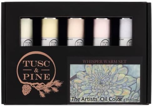 Tusc & Pine Artist Oil Paint - 40 ml Set of 5 - Whisper Colors - Cool | Non-Yellowing, Rich & Creamy Consistency, Maximum Pigment Load, Small Batch Milled Oil Paints for Professional Artists