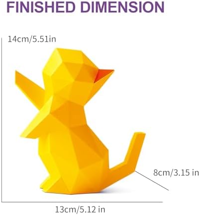 ORIGAMIPLANET 3D Origami Paper Craft Kit, Starpaw Kitten Cute DIY Pre-Cut Animal Papercraft Model for Beginners, Fun Handmade Home Decoration Gift for Adults & Teens-Yellow