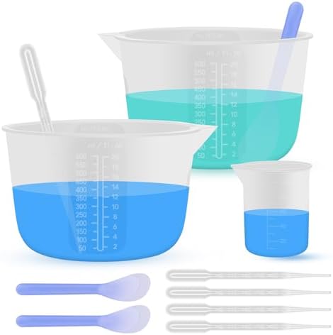 Silicone Resin Mixing Measuring Bowls 2Pcs 600ml/20oz for Resin Supplies, Thickened Reusable Silicone Bowl Cups for Epoxy Mixing, with Stir Sticks, Jewelry Making