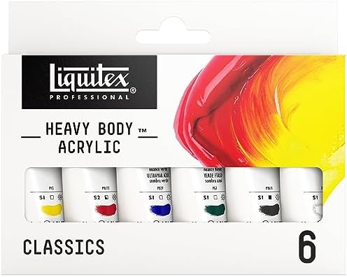 Liquitex Heavy Body Acrylic Paint Set, 6 x 22ml (0.74-oz) Color Set