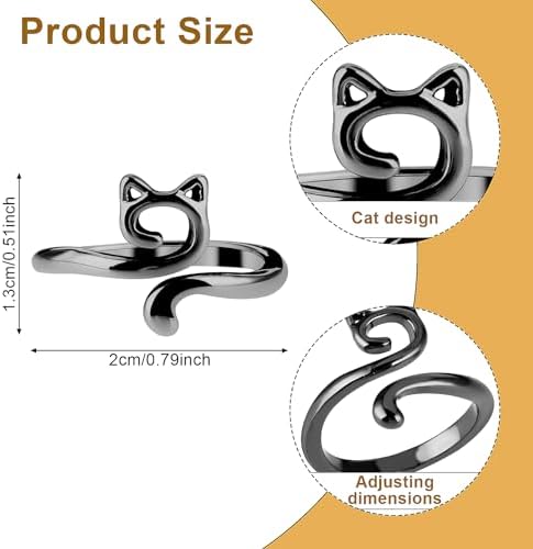 YUXIANLB 4pcs Knitting Crochet Loop Ring for Fingers Metal Open Yarn Guide Crochet Rings Adjustable Braided Faster Knitting Thimbles Holders Accessories for Crochet Mother Grandma Gifts (Cat Style)