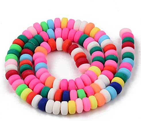 Beadthoven 10 Strands 6mm Vinyl Clay Heishi Beads Colorful Rondelle Flat Round Disc Polymer Clay Beads Loose Handmade Spacers for DIY Necklace Surfer Bracelet Jewelry Making Supplies 3mm Thick