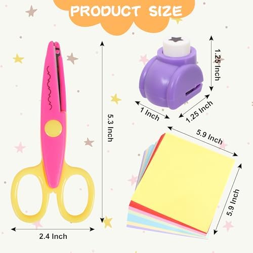 12 PCS Craft Scissors Decorative Edge, 12 PCS Small Hole Punch Shapes, 90 Sheets Colorful Origami, Adults Craft Kit for DIY Crafts, Scrapbooking, Card Making, School Supplies