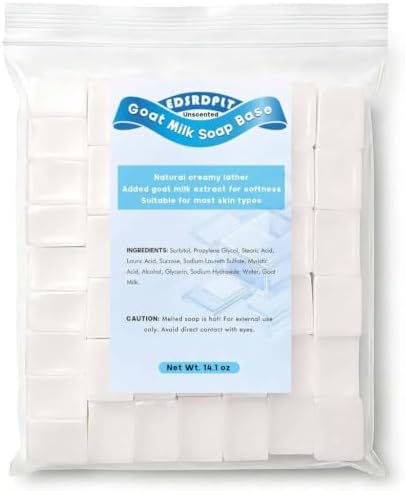 14.1oz Goat Milk Soap Base Cubes Pre-Cut Soap Blocks, Melt and Pour Soap Base for DIY Soap Making, Beginners & Small Batch Crafts (Goat Milk)