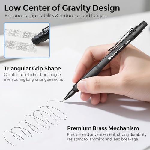 Nicpro 0.7 mm Mechanical Pencil Set with Case, 3PCS Mechanical Pencils 0.7