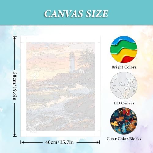 Tabszca Lighthouse Paint by Numbers Kit for Adults 16 X 20 Inch
